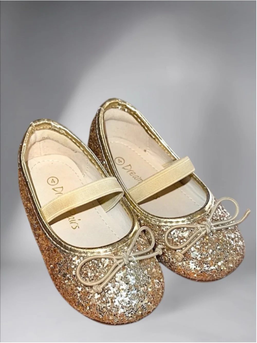 DREAM PAIRS “Belle” Toddler Girls Gold Glitter Ballet Flats – Size 4